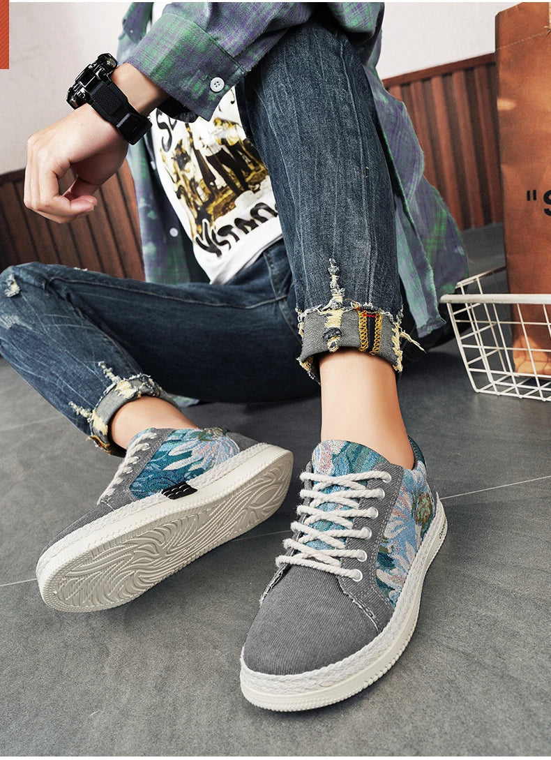 Canvas Men's Shoes Versatile Summer Trend Sports And Leisure Low Top Board Shoes Men's Cloth Shoes Soft Soles Work Shoes