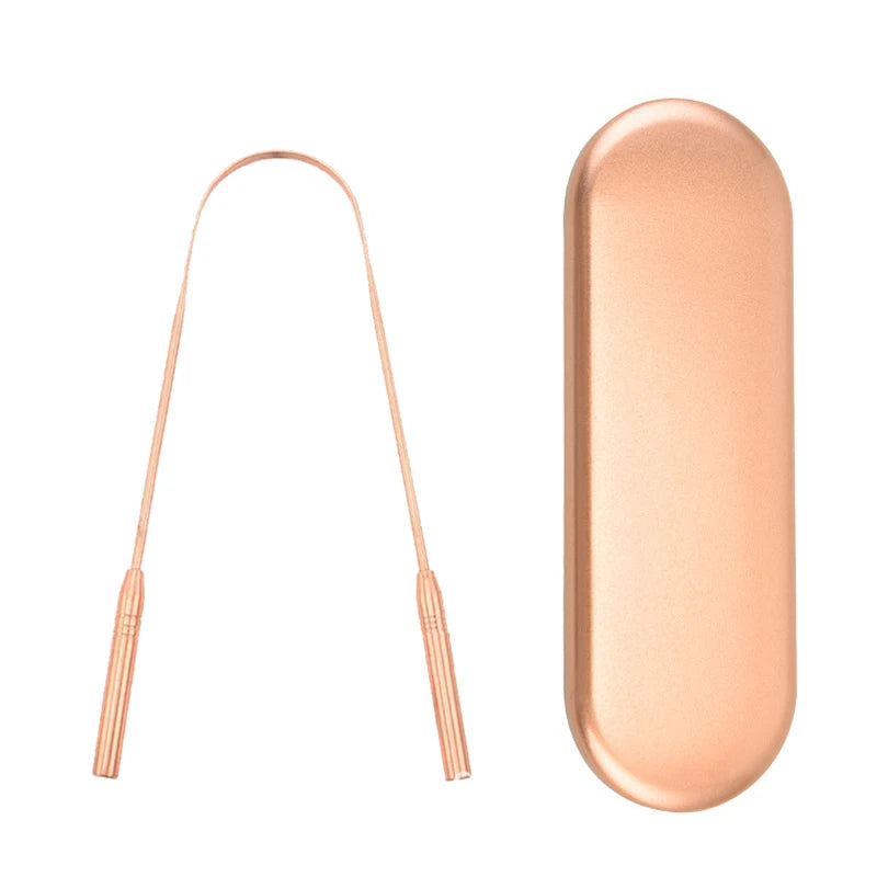 1 PC Copper Tongue Scraper U Shaped  Cleaner Travel Handy Case Remove Breath Cleaning Coated Oral Hygiene Scrapper Tools