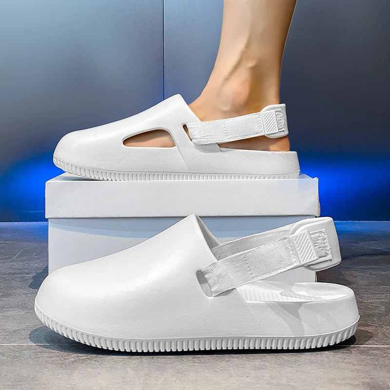 Summer Men Slippers Platform Outdoor Beach Sandals Clogs Quick Dry Non-Slip Indoor Home Slides Bathroom Shoe Male Casual Loafers