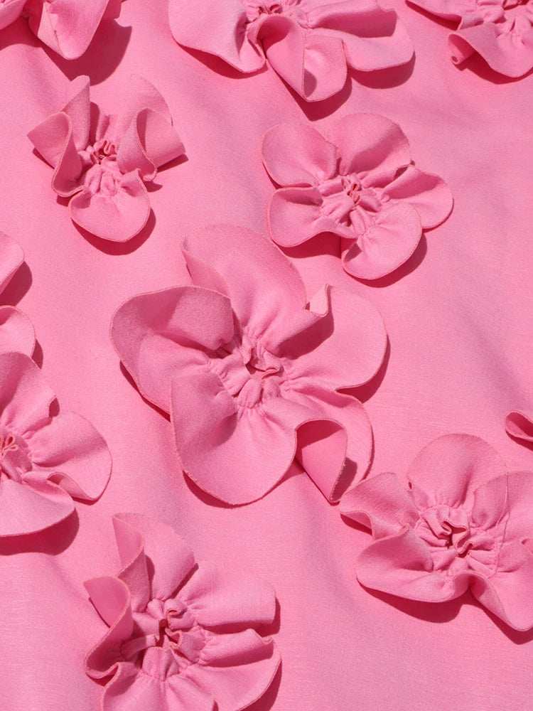 TWOTWINSTYLE Solid Spliced Appliques Slimming Dresses For Women Half High Collar Long Sleeves A Line Temperament Dress Female