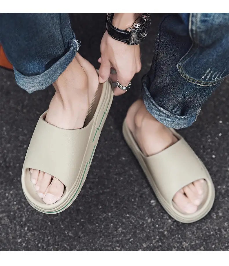 Men's Non-Slip EVA Platform Slides Comfortable Soft Sole Cloud Slippers For Indoor Outdoor Bathroom Beach Summer Sandals for Men
