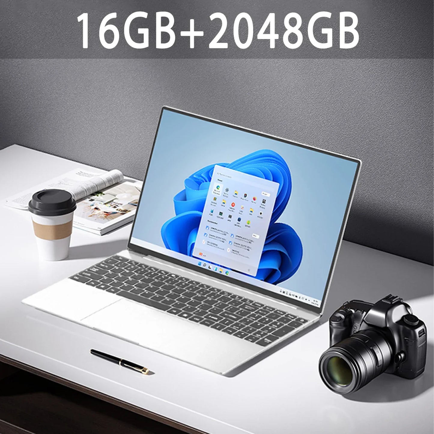 15.6 吋超薄筆記型電腦 16GB RAM 2TB SSD 英特爾 N3700 筆記型遊戲玩家 1920*1080 顯示器辦公室學習電腦 PC Windows 11 專業版