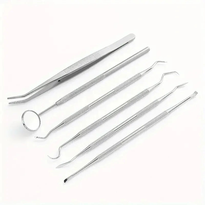 Stainless Steel Dentist Oral Tools Cleaning Flossing Tartar Removal Easy to Clean Not Easy to Break Dental Oral Mirror Care Kit