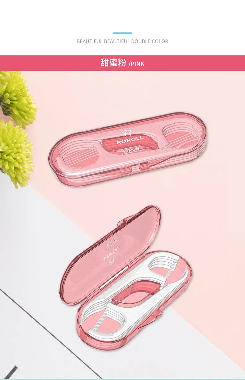 10 Pcs/box Portable Dental Floss Sticks Disposable Toothpicks Teeth Cleaning Tool Interdental Brush Oral Hygiene Care Flosser