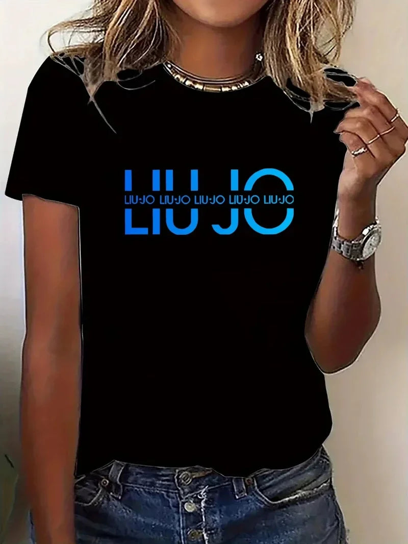 LIU-JO 女士短袖T卹高品質夏季時尚Y2K上衣奢華品牌T恤和女士服裝