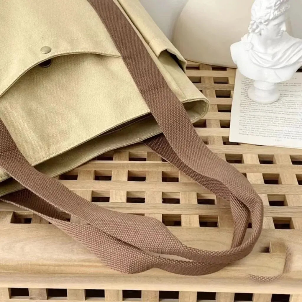 Large Capacity Tote Canvas Bag for Work Outgoing High Appearance Commuting Versatile Art Student Clothing Book Shoulder Bag Bag