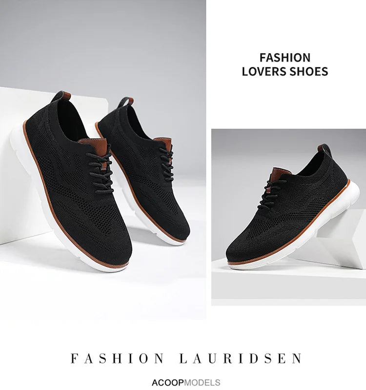 STRONGSHEN Men Casual Handmade Shoes Mesh Breathable Sneakers Business Fashion Business Formal Shoes for Men Trainers Zapatos