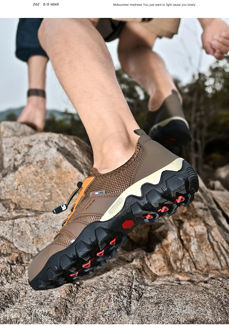 Summer Men's Hiking Shoes Mesh Breathable Sneakers Outdoor Light Men Trekking Trails Shoes Male All Day Walking Work Sneakers