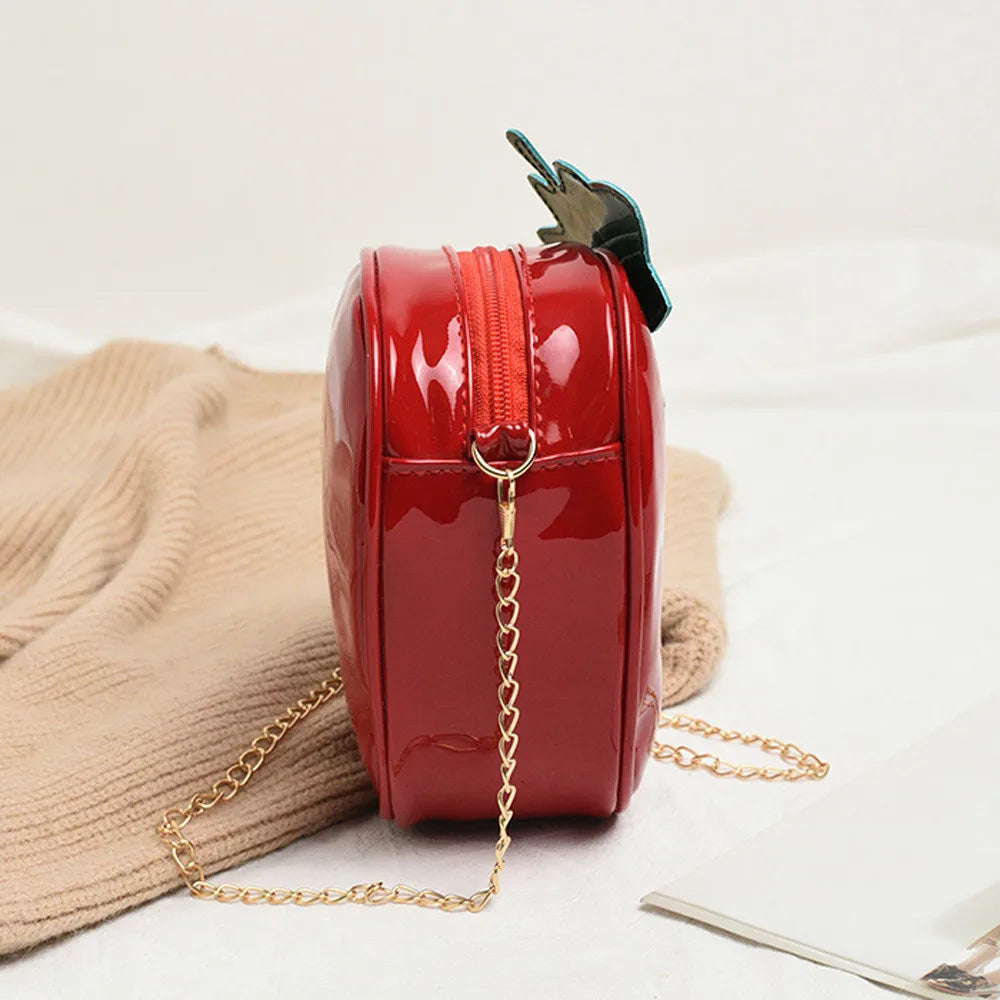 Women Chain Purse Shoulder Bag For Gift Fashion Cute Strawberry-Shaped Design Soft Leather Mini Crossbody Bag Causal Sweet Bags