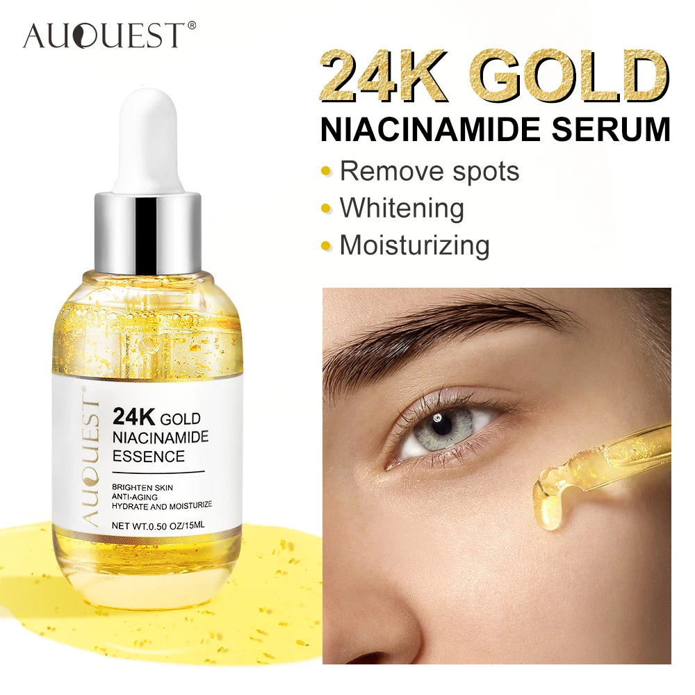 24K Gold Face Serum Dark Spot Remover Niacinamide Serum Hyaluronic Acid Anit-Wrinkle Whitening Facial Skin Care Products