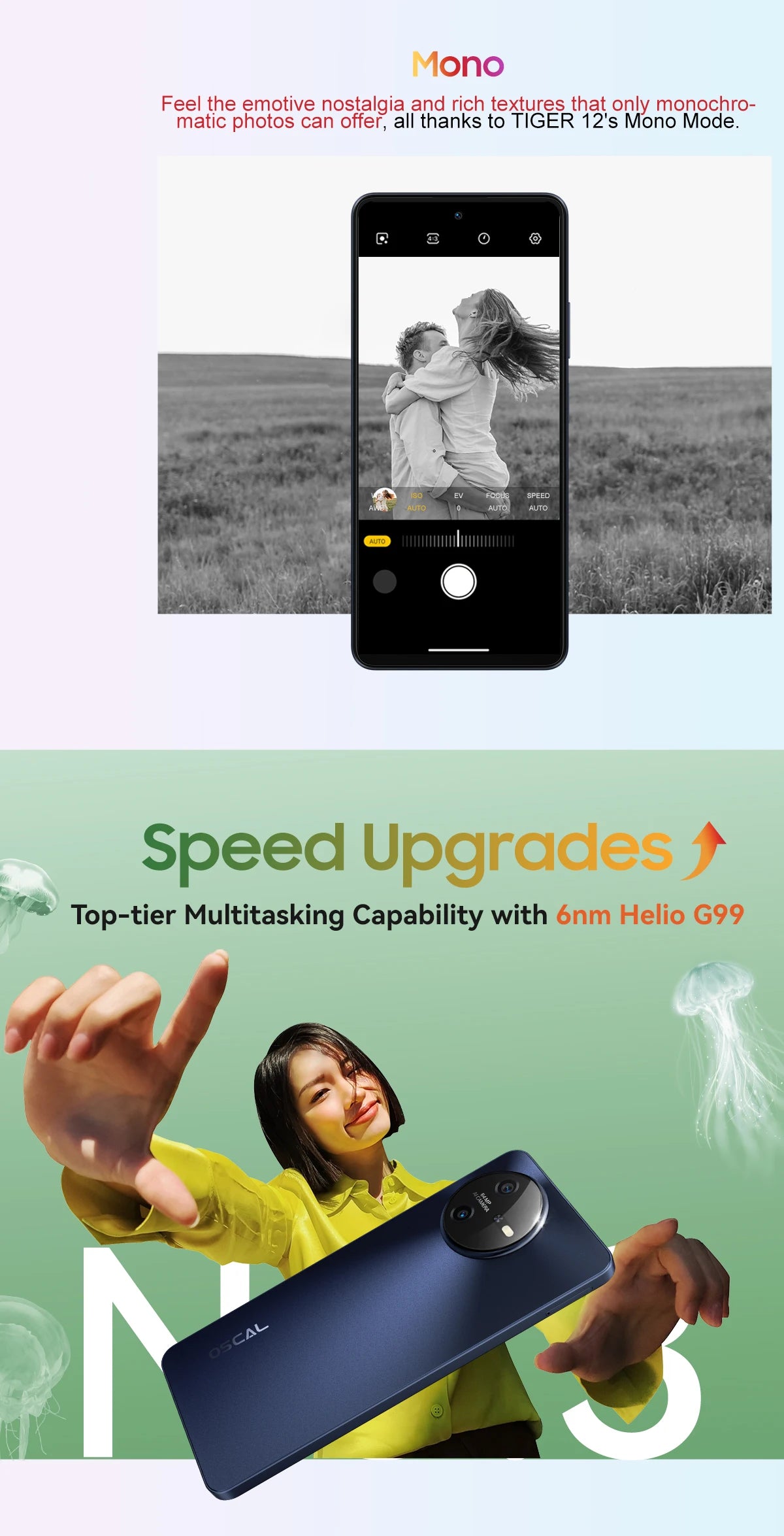 [World Premiere] OSCAL TIGER 12 Smartphone Android13 Helio G99 6.78'' 120Hz 2.4K Display Cell Phone 24GB 256GB 64MP Mobile Phone