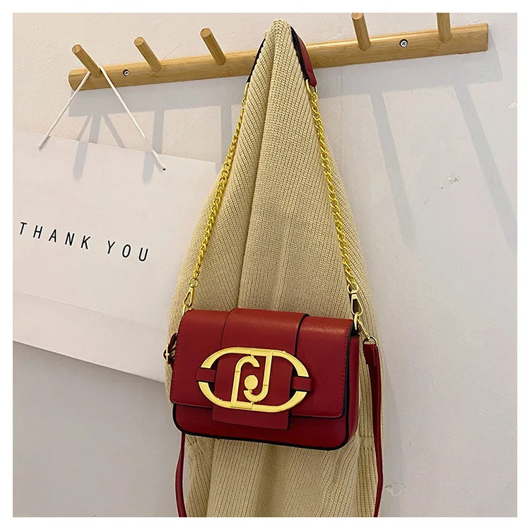 Designer Handbags For Women Leather Metal Buckle Flap Square Shoulder Bags Fashion 2024 Ladies Messenger Bags Females Casual