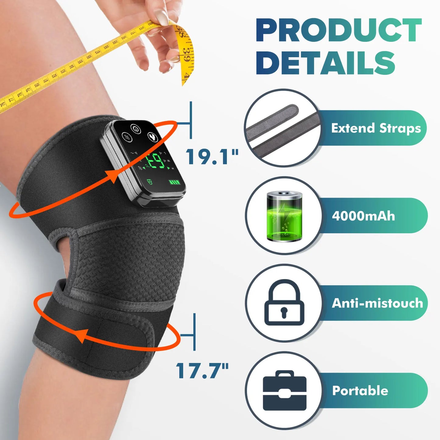 3 in 1 Heated Knee & Shoulder Steamer Vibration Elbow Warmer Shoulder Massager for Arthritis Temperature Control Support Brace