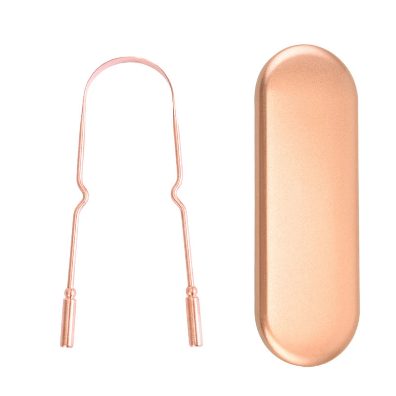 1 PC Copper Tongue Scraper U Shaped  Cleaner Travel Handy Case Remove Breath Cleaning Coated Oral Hygiene Scrapper Tools