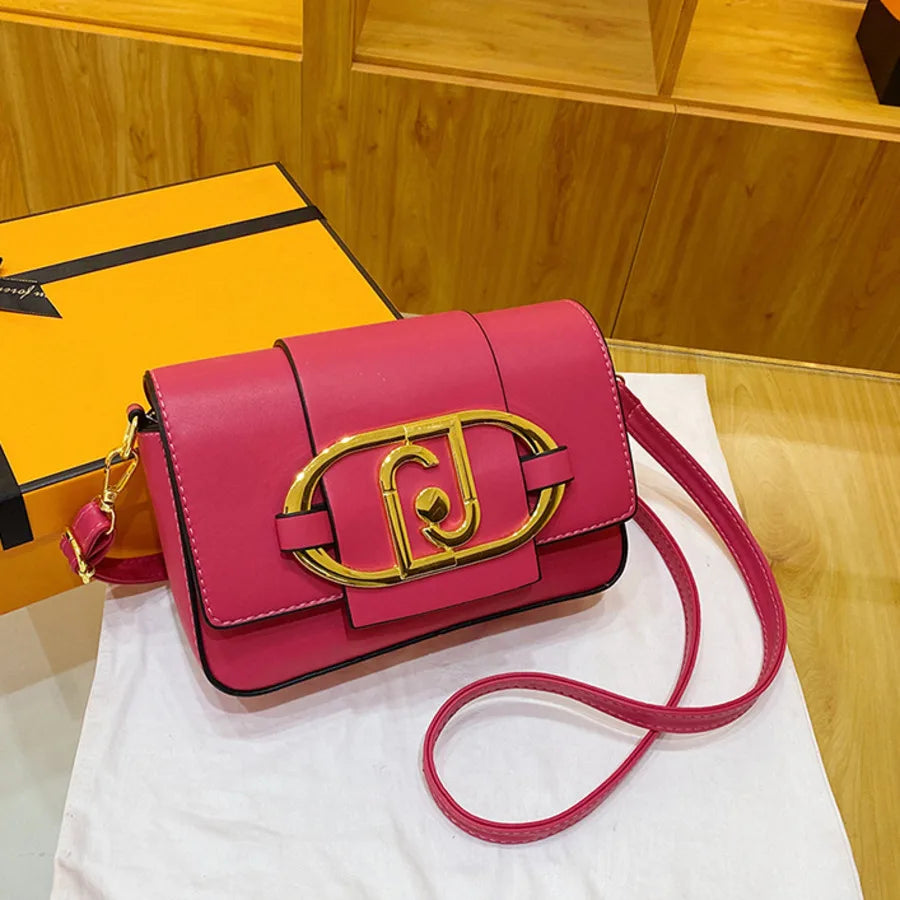 Designer Handbags For Women Leather Metal Buckle Flap Square Shoulder Bags Fashion 2024 Ladies Messenger Bags Females Casual