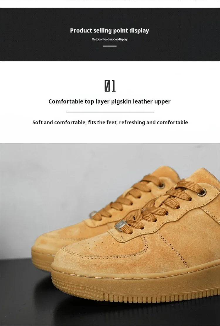 Autumn Brown Strings Sport Basketball Casual Sneakers High-top Canvas Shoe Lace-up Fashion Flat Round Wheat Color Sholeaces
