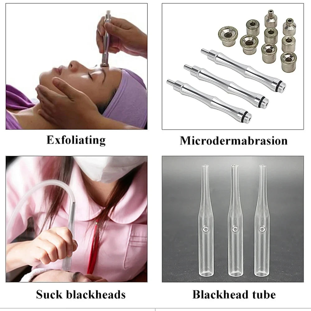 Professional Diamond Microdermabrasion Machine 65-68cmHg Suction 9 Tips Facial Exfoliation Skin Dermabrasion Machine