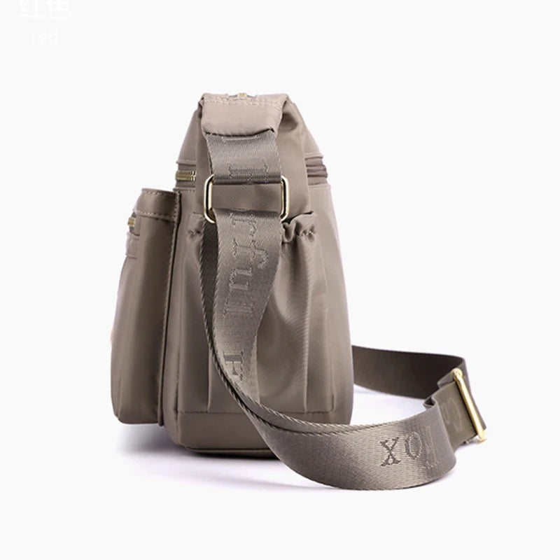 New Female Nylon Bag Casual Shoulder Bag Multi-layered Phone Bag Multi-pocket Shoulder Bag Solid Color Ladies Crossbody Bag