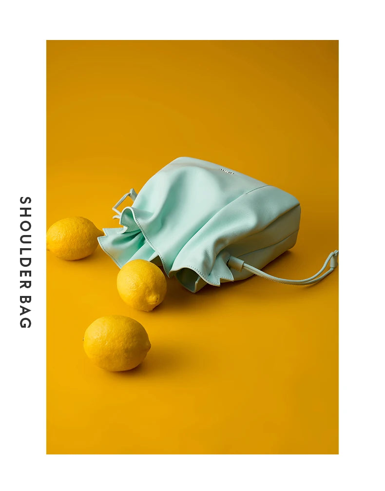 BAFELLI 2025 NEW WOMEN'S BAG LEATHER CASUAL BUCKET HANDBAGS FOR FEMALE TREND FASHION SHOPPER PURSE LUXURY BRAND SHOULDER