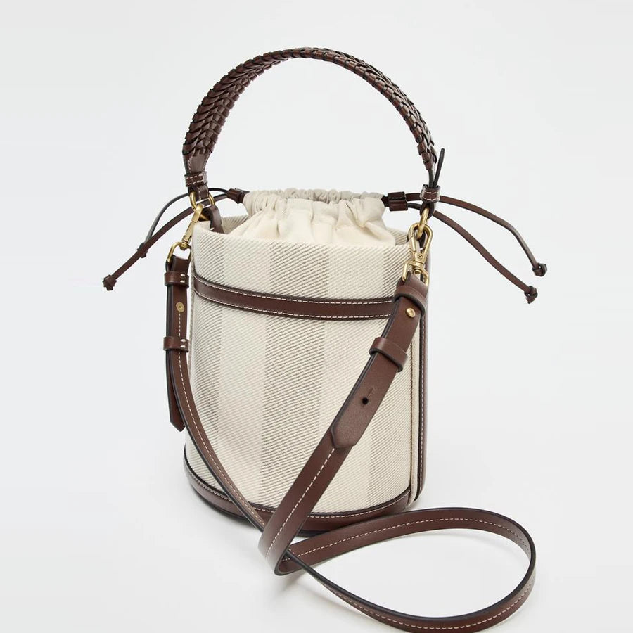 Fashion Bucket Bag Weave Handle Women Handbags Luxury Designer Pu leather Shoulder Crossbody Bags Small Tote Purses 2025