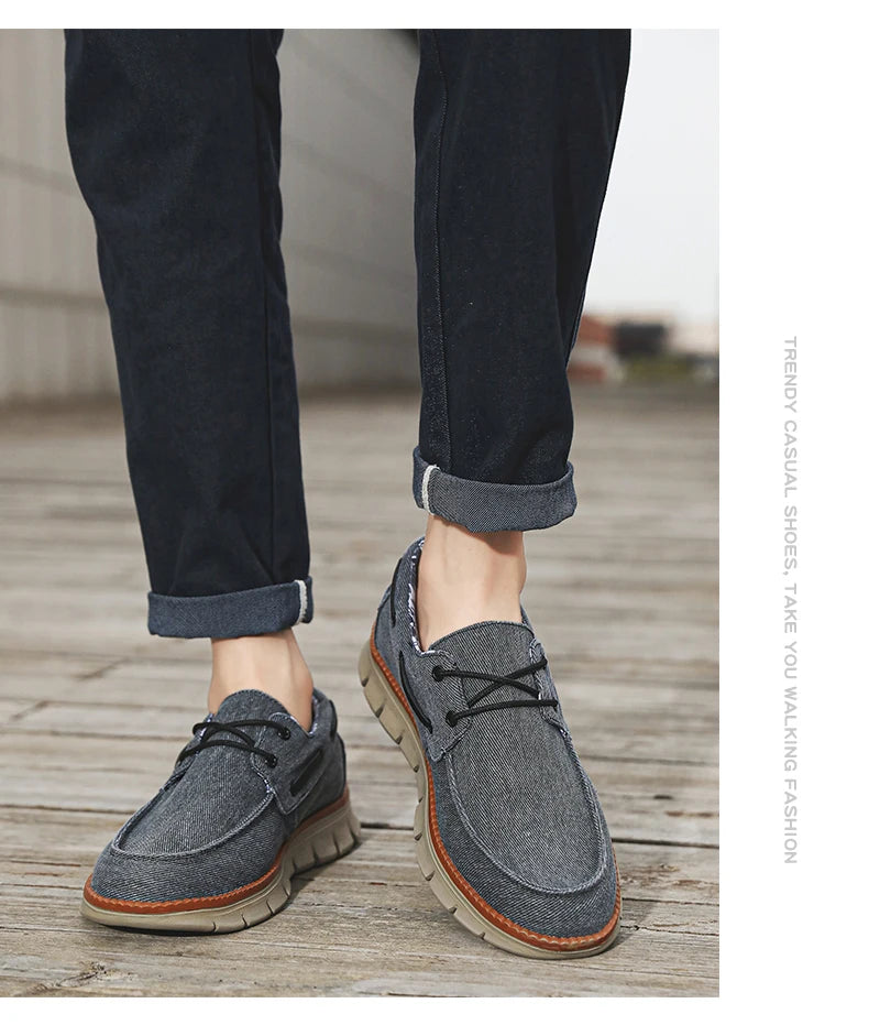 Men Canvas Sneakers with Soft Soles Casual Breathable Non-slip Men's Cloth Shoes Boat Shoes Men Comfortable Vulcanized Shoes