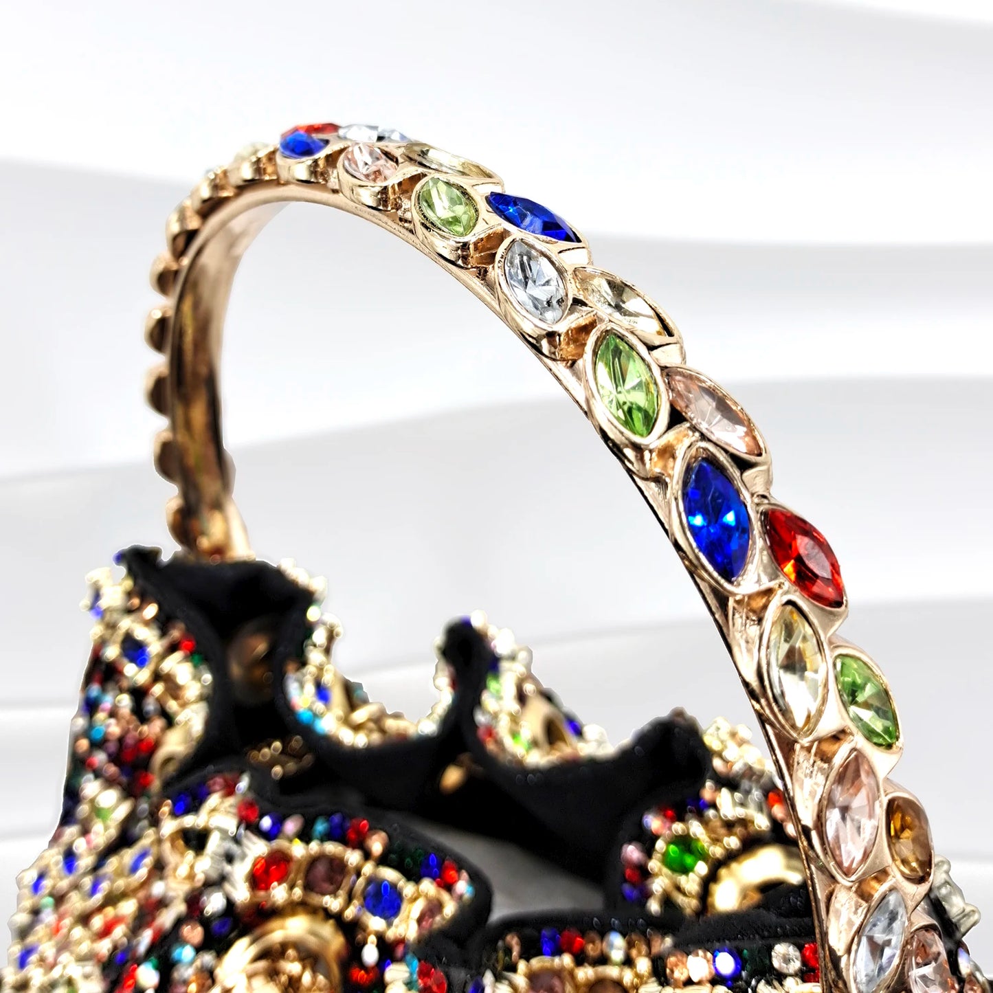 African Fashionable Shiny Handbag Banquet Ladies Bag Full Of Diamonds Semi-Circle Bracelet Bag