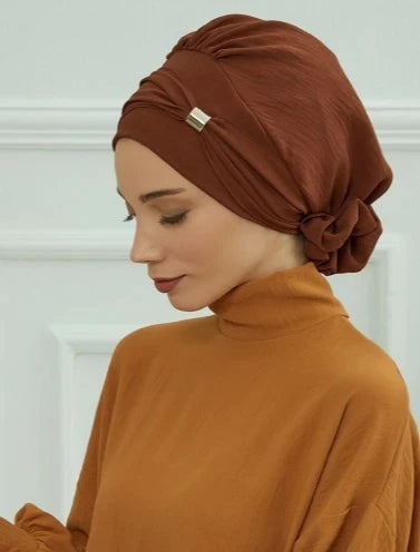 Muslim Solid Instant Turban Hat Hijab Women Caps Islamic Bandana Bonnet Fashion