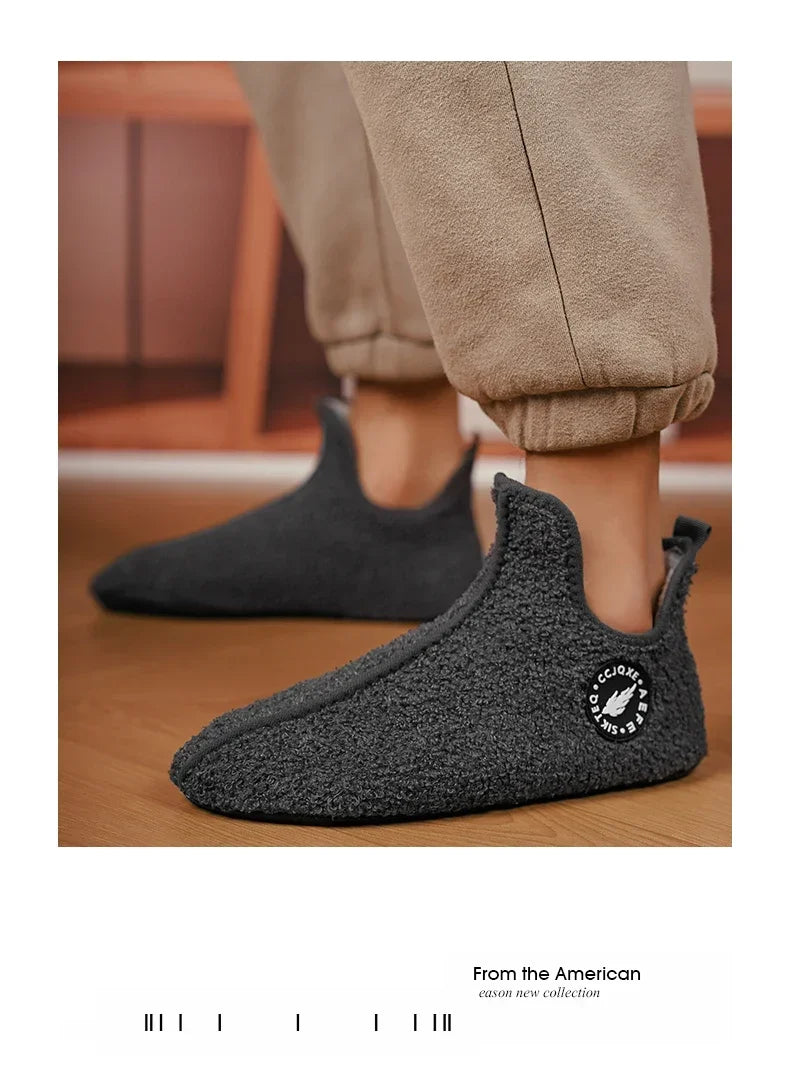 YRZL Winter Slippers Men Couple Slippers Non-slip Warm Women and Men Slipper Indoor Soft Shoes Comfortable Flat Home Cotton Shoe