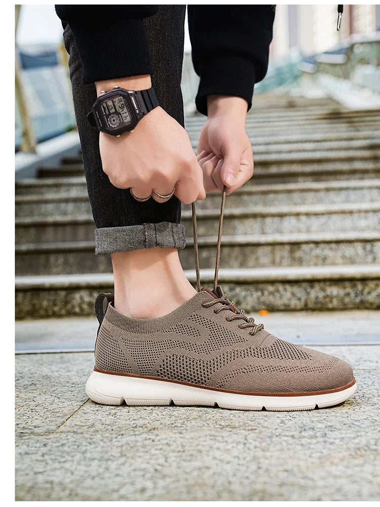 STRONGSHEN Men Casual Handmade Shoes Mesh Breathable Sneakers Business Fashion Business Formal Shoes for Men Trainers Zapatos
