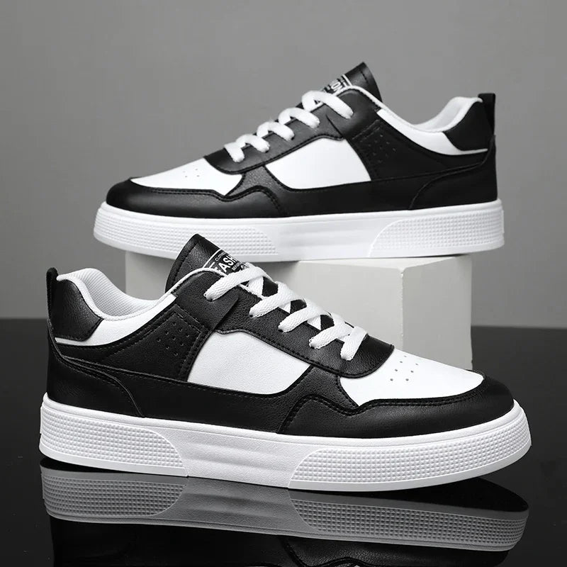 Fashion Leather Men Casual Shoes Lightweight Running Shoes Platform White Sneakers Outdoor Breathable Sport Shoes Tennis Shoes