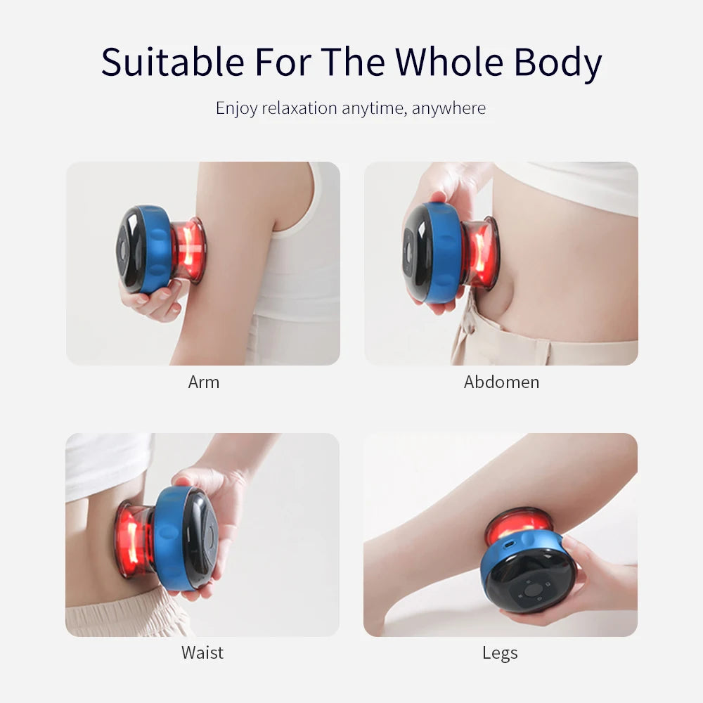 Body Cupping Scraping Massager Smart Electric Vacuum Cupping Red Light Heating Suction Cup Device for Body Back Neck Arm Massger