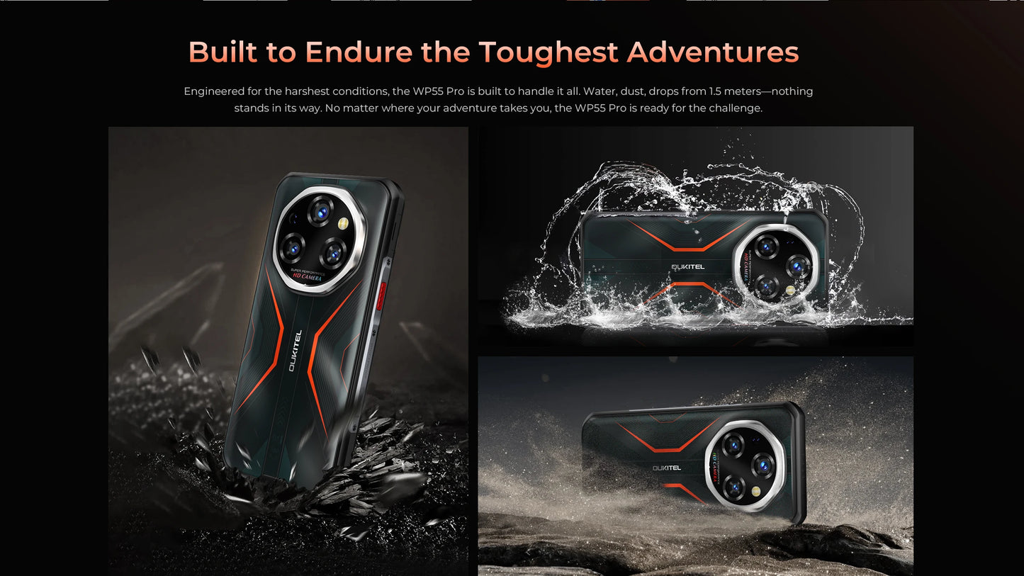 Oukitel WP55 Pro 11000mAh Rugged Smartphone 5G 11000mAh 48GB+512GB Andiron 15 64MP 33W Fast Charging NFC Cell Phone