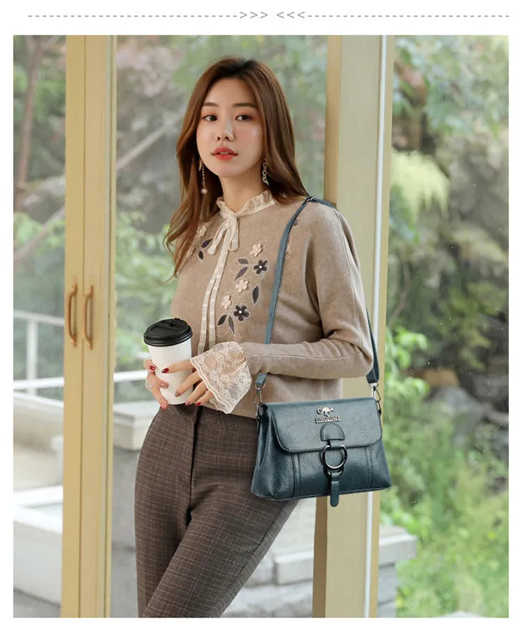 2025 Women's Single Shoulder Bag PU Soft Leather Texture Large Capacity Crossbody Handbag Simple Small Square Fashionable Bag