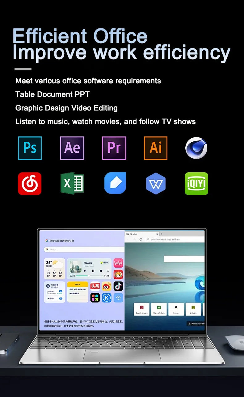 Intel N95 15.6"  Portable Laptop  7500 mAh 32GB Ram DDR4 2TB SSD Windows 11  Notebook Pc Gamer with Backlit Fingerprint