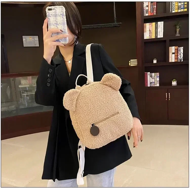 Girl Cute Backpack Women Sweet Travel Backpack Bag High Quality School Bag Girl Solid Soft Handbag Backpack Women