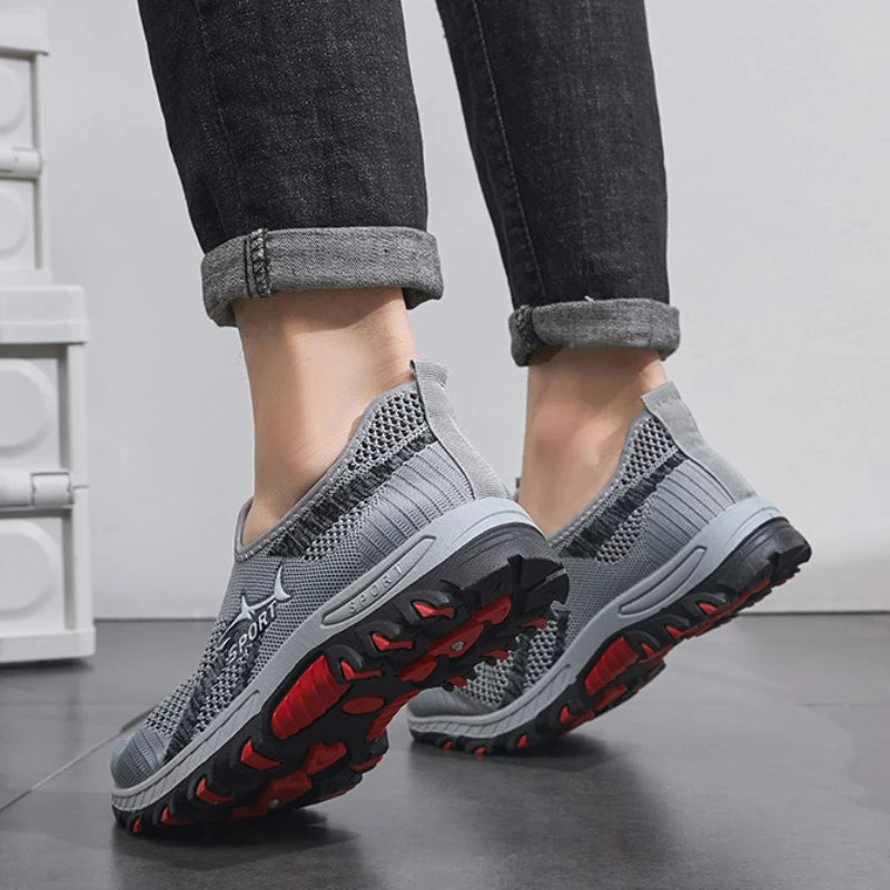 Summer Men's Shoes Lightweight Sneakers Fashion Outdoor Male Hiking Shoes Soft Soled Running Shoes Mesh Slip on Men Casual Shoe