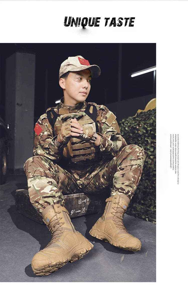 Special Forces Desert Combat Tactical Men's Tall Boots Wear-resistant Training Boots Waterproof Outdoor Mountaineering Sports Cl