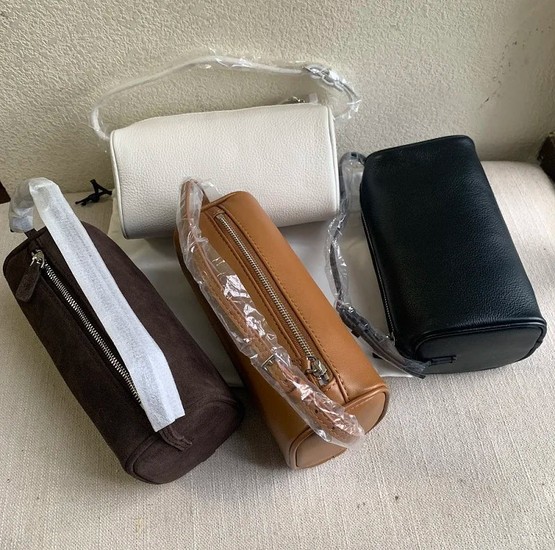 VIELINE Women's  Pencil Bag Pillow Bag Genuine Leather Underarm Hobo Bag Day Clutches Ladies Simple Design Mini Purse