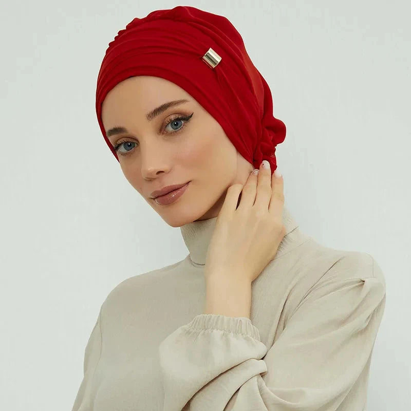 Muslim Solid Instant Turban Hat Hijab Women Caps Islamic Bandana Bonnet Fashion