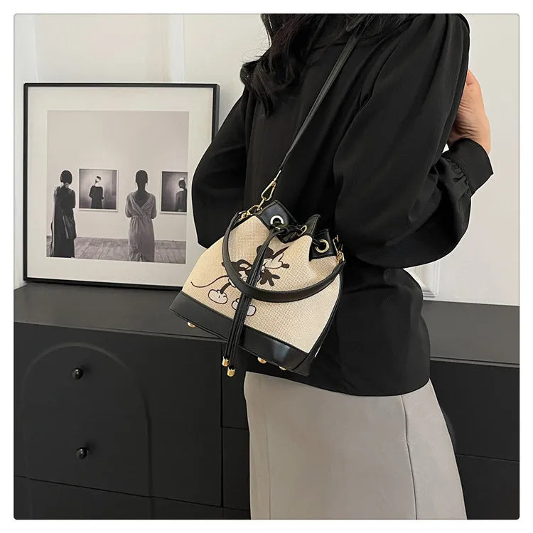 Disney Mickey New Women's Shoulder Bag Cartoon Cute Women's Handbag Fashion Trendy Women's Bag Large Capacity High Quality