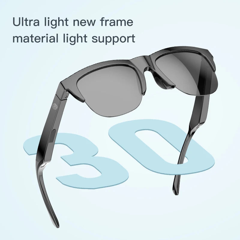 Lunettes Bluetooth intelligentes tactiles à conduction osseuse pour sports de plein air, appels, lunettes de soleil, casques d'écoute sans fil professionnels