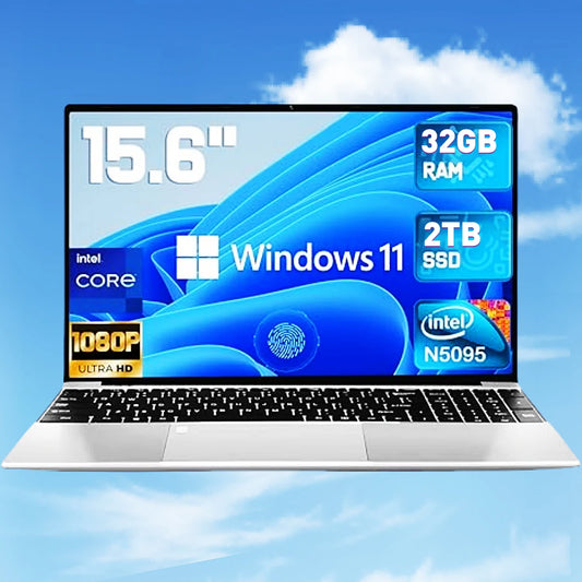 Laptop 15.6" Windows 11 Intel N5095 Office Computer WIFI Backlit Fingerprint Notebook Pc Essential for Travel and Birthday Gifts