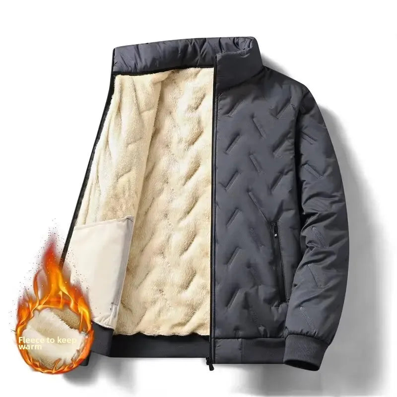 加厚抓絨衣男士冬季外套褲子套裝羊皮絨中老年棉衣爸爸裝中老年棉衣服