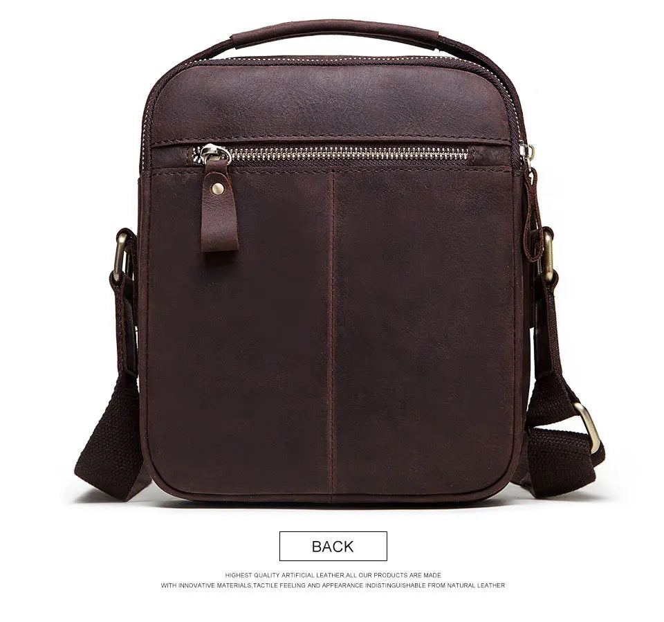 Fashion Men's Shoulder Bag Retro First layer Cowhide Crossbody Bag Business daily Commuting message Bag for mobile phone