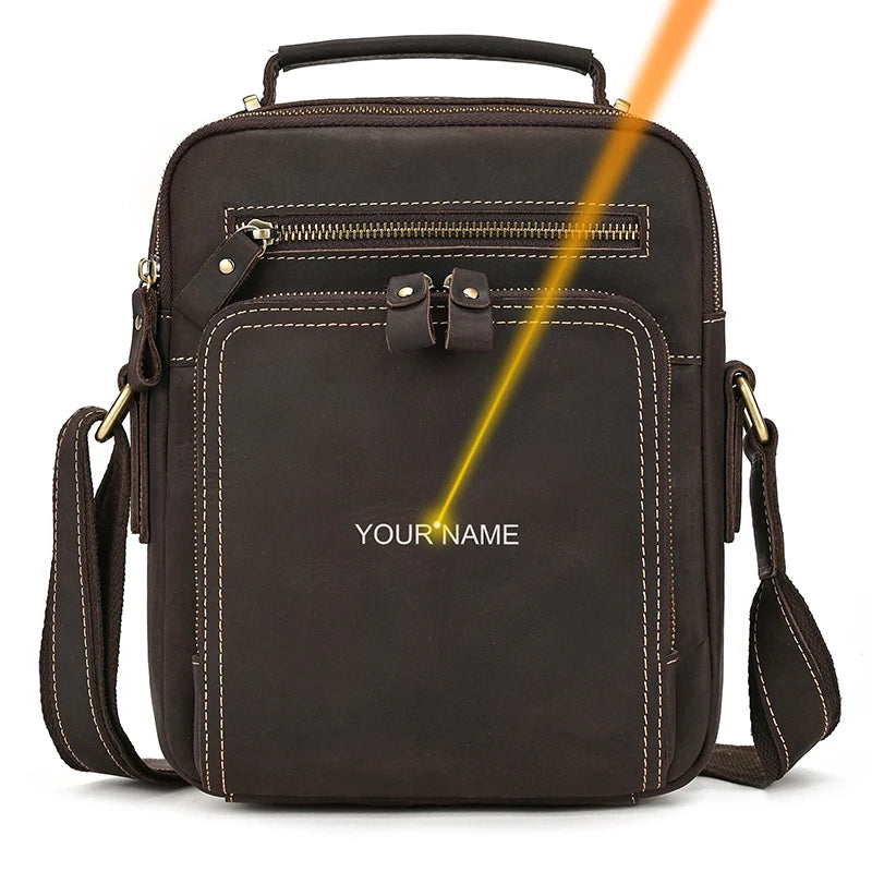 Newsbirds Leather Shoulder Bag Vintage Style Crossbody Bag Books School Bag Of Men Male Daily Messenger Bag Crazy Horse Skin