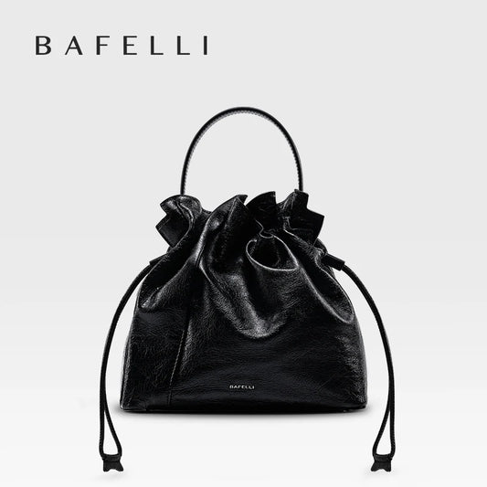 BAFELLI 2025 NEW WOMEN'S BAG LEATHER CASUAL BUCKET HANDBAGS FOR FEMALE TREND FASHION SHOPPER PURSE LUXURY BRAND SHOULDER