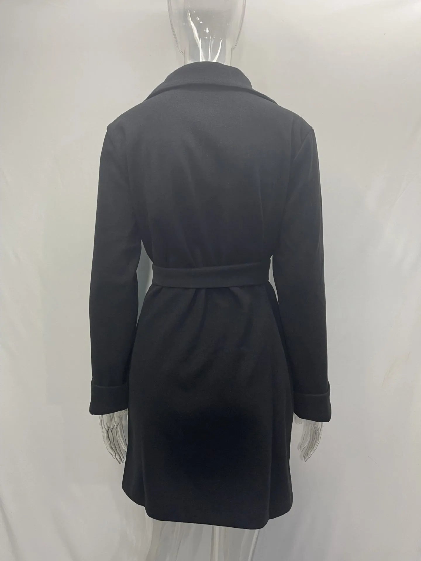 2023 Women Hot Pink Trench Coat Casual Mid Long Overcoat Lapel Open Front Cardigan Outwear Woolen Boot Winter Jackets for Women