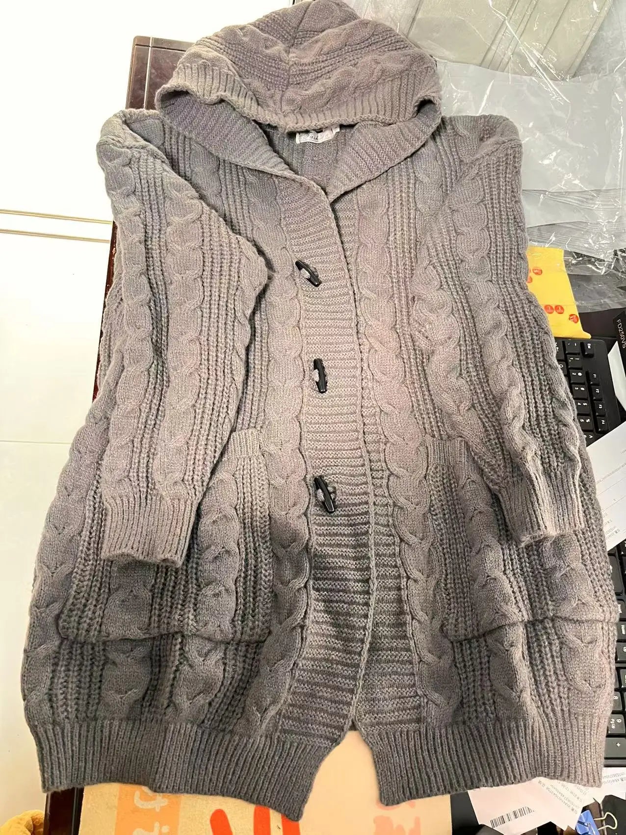 2024 Autumn Winter Thicken Sweaters5XL Large Size New Fashion Hooded Knitted Outerwear Women's Cardigan Sweater Knitting Jacket