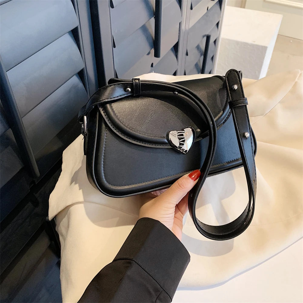 MOODS Loving Heart Buckle Crossbody Bags For Women 2023 Luxury Designer Handbags Silver Color Small Shoulder Underarm Phone Bag