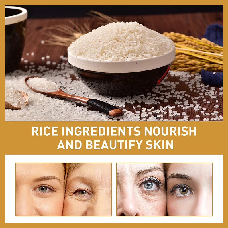 Rice Raw Pulp Serum Hyaluronic Acid Face Essence Nourishing Moisturizing Whitening Anti-Wrinkle Brighten Smooth Facial Skin Care